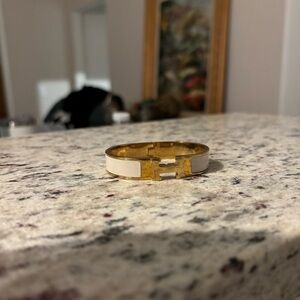 Gold H Bracelet Cuff